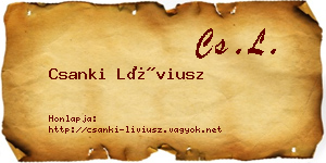 Csanki Líviusz névjegykártya